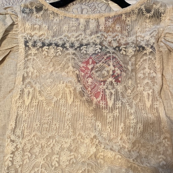COPY - NWT UMGEE size medium Oatmeal Embroidered Linen-Blend Gathered A-Line Dr… - Picture 10 of 11